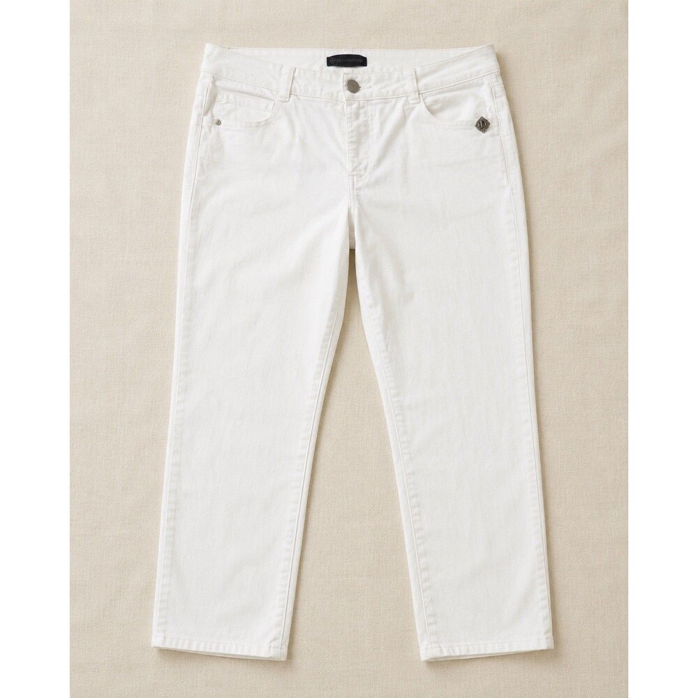 Democracy Womens 14 White Stretch Jeans Straight Leg D Pocket Ornament